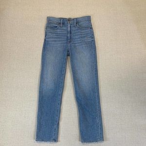 Madewell Classic Straight Jeans 25 Blue Stretch Denim High Rise Ankle Whiskered